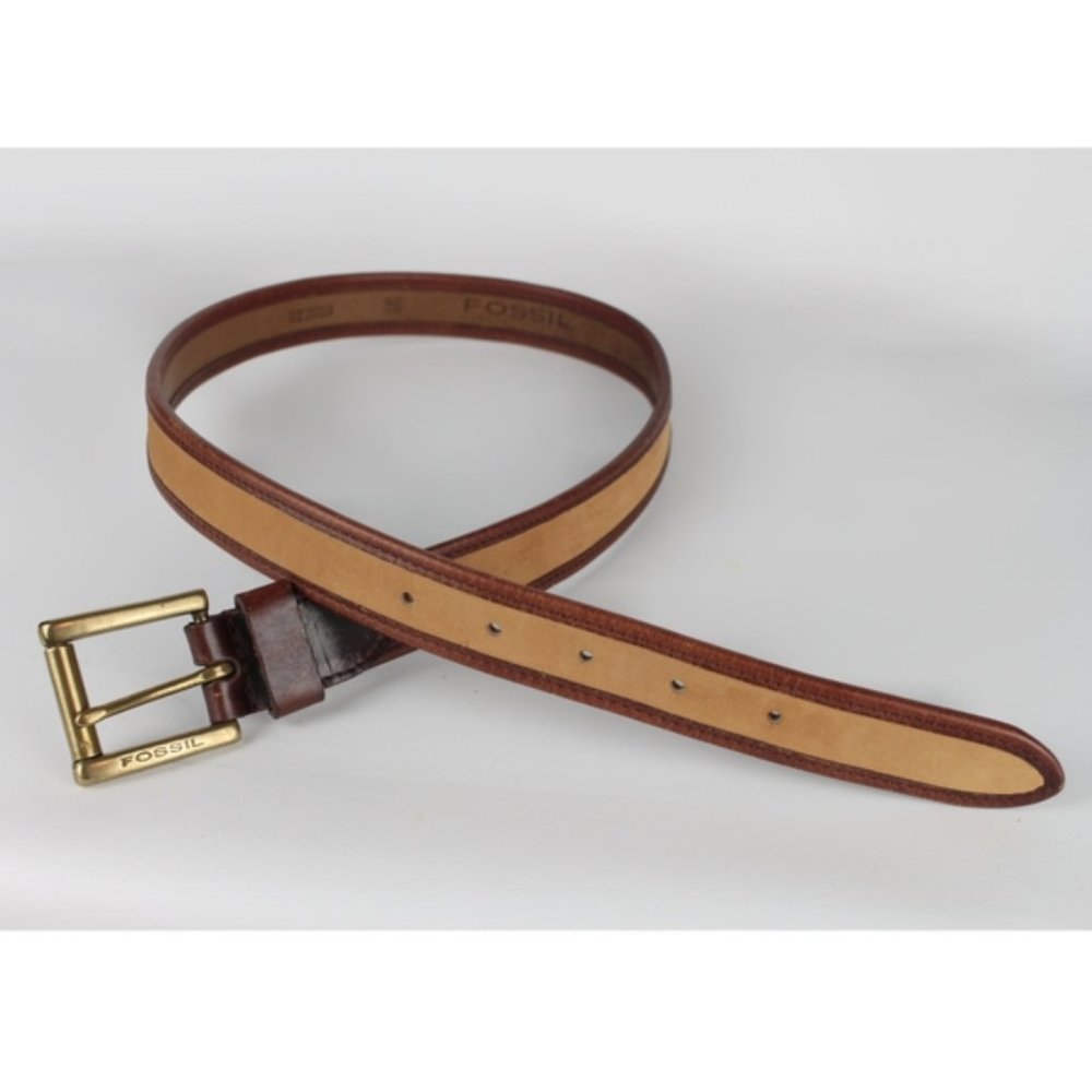 Fossil Two Tone Brown leather belt sz.M